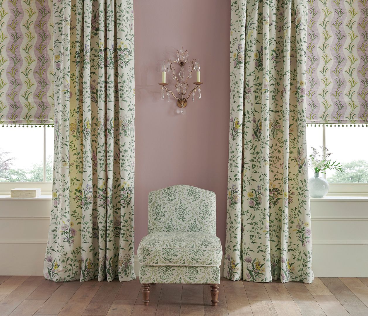 NC Dallimore Hollingbourne Teal/Red - Nina Campbell - NCF4535-02 Fabric