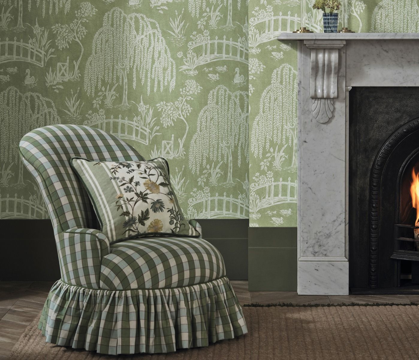 Honfleur Les Saules Aqua - Nina Campbell - NCW4595-02 Wallcovering