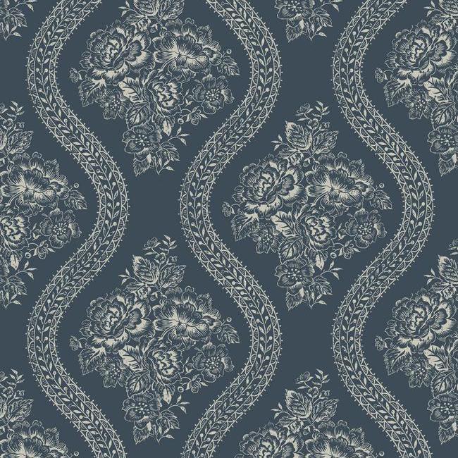 coverlet-floral-wallpaper-taupe-on-navy-york-wallcoverings-mh1603