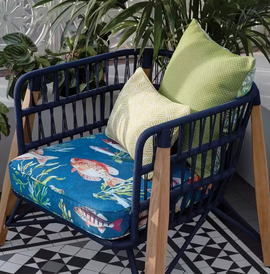 Summerhouse Laghetto Outdoor Deep Sea - Osborne & Little - F7444-02 Fabric