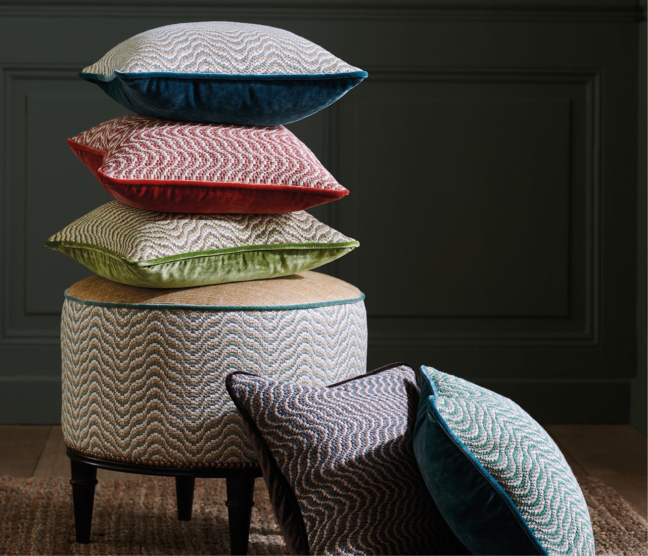 NC Farnaz Weaves Ondoso Green/Taupe - Nina Campbell - NCF4572-06 Fabric