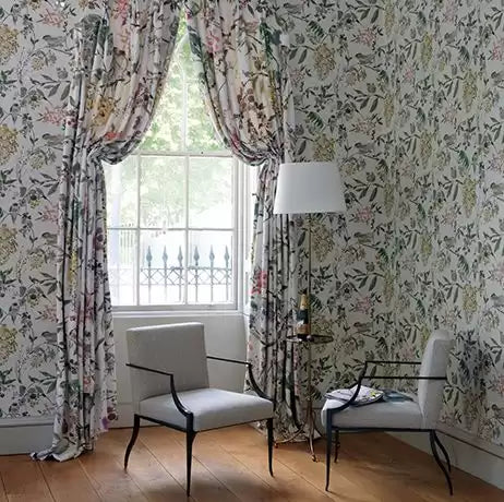 Cathay Penglai Coral/Lavender/Green - Nina Campbell - NCW4182-01 Wallcovering