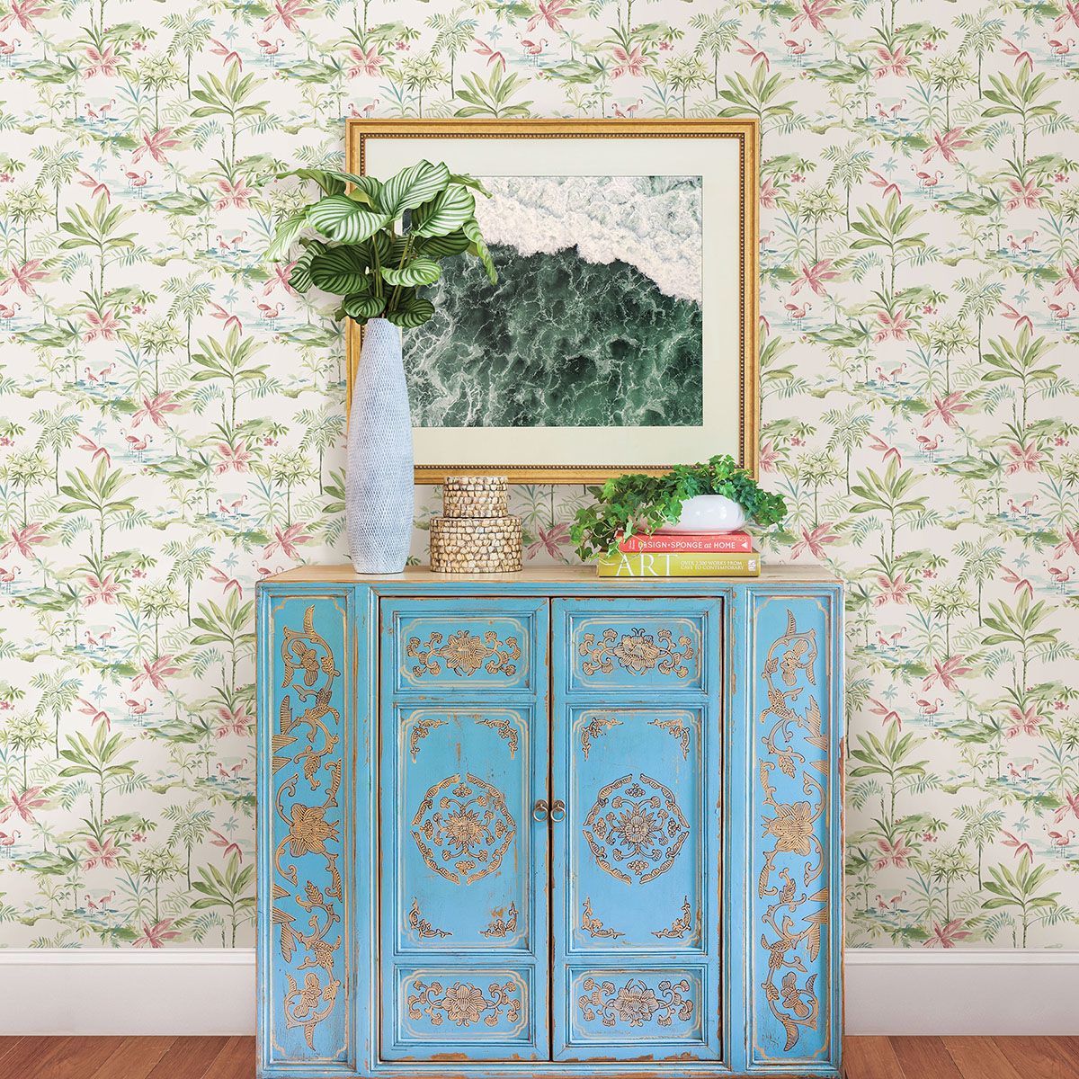 Lagoon Green Scenic Island Wallpaper - Brewster Wallcovering