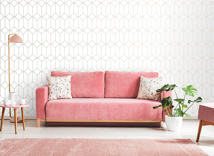Trilliant White Art Deco Motif Wallpaper - Brewster Wallcovering
