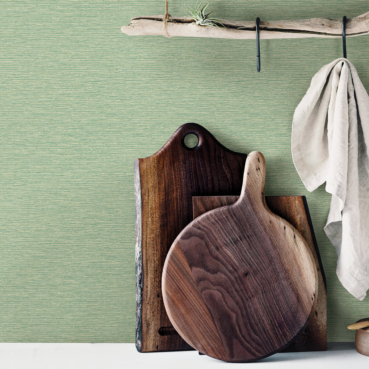 Gump Green Faux Grasscloth Wallpaper - Brewster Wallcovering