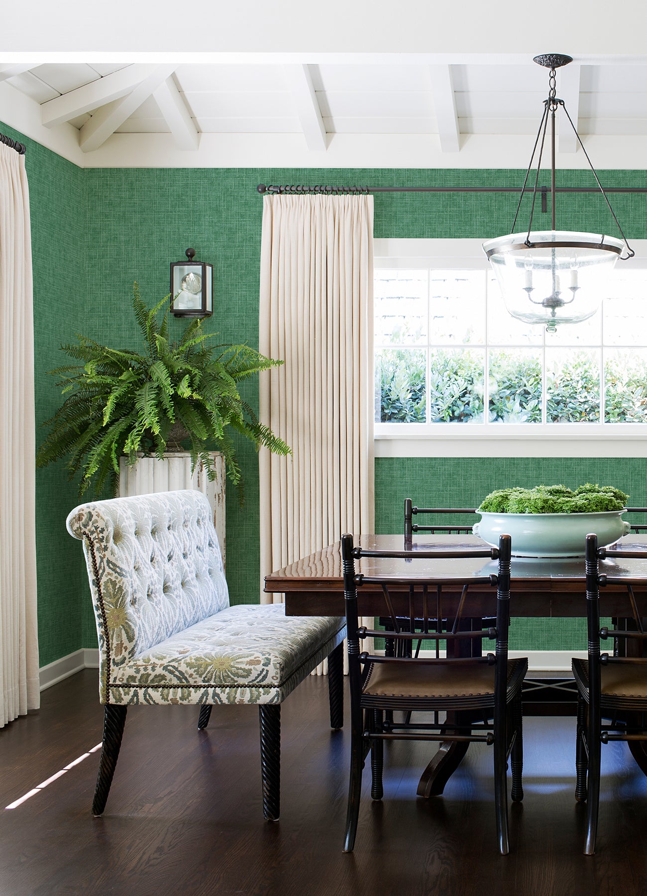Emerson Green Faux Linen Wallpaper - Brewster Wallcovering