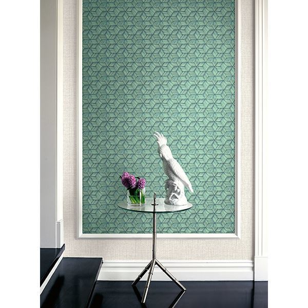Intertwined Dark Green Geometric Wallpaper - Brewster Wallcovering
