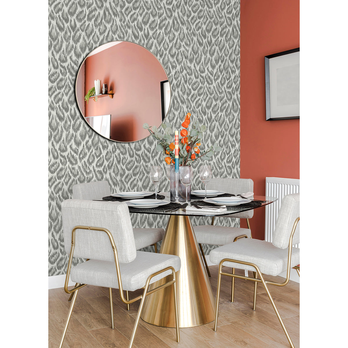 Electra Grey Leopard Spot String Wallpaper - Brewster Wallcovering