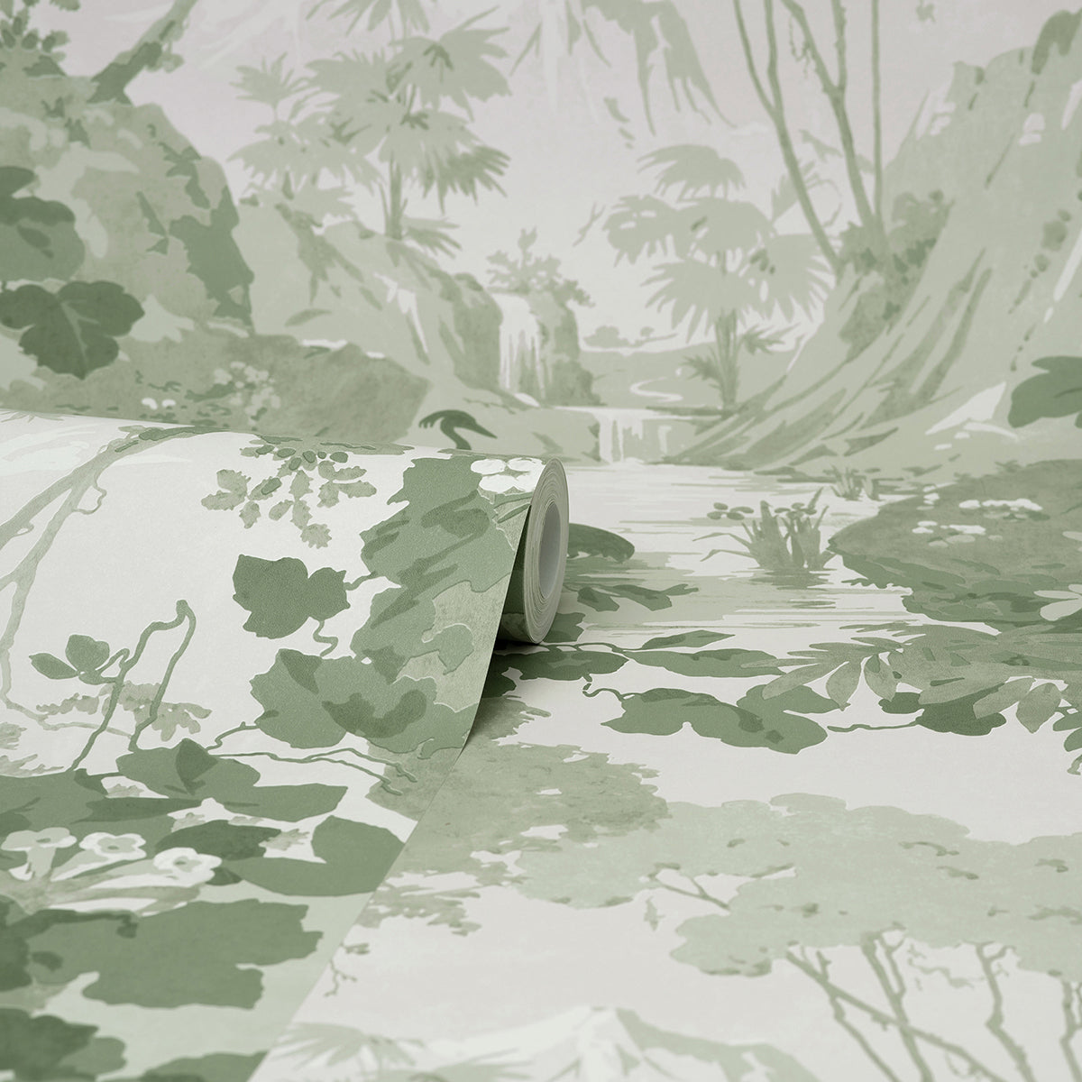 Eden Sage Crane Lagoon Wallpaper - Brewster Wallcovering