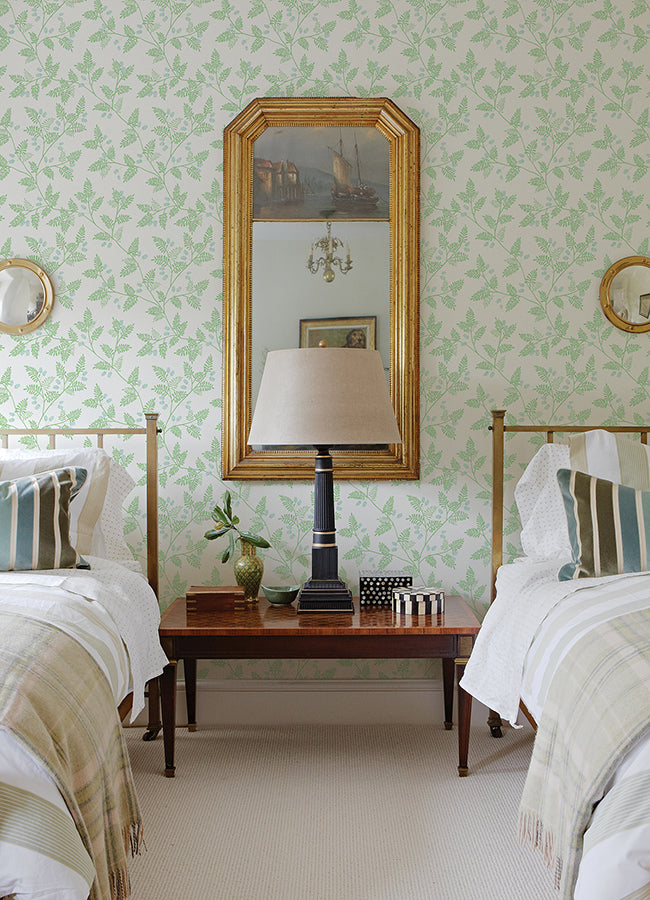 Ardell Light Green Botanical Wallpaper - Brewster Wallcovering