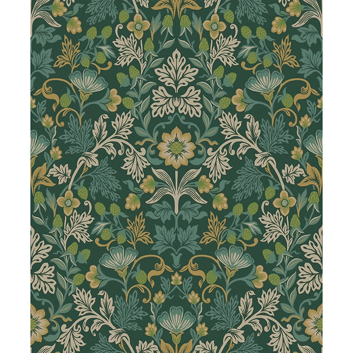 Picture of Lila Teal Strawberry Floral Wallpaper