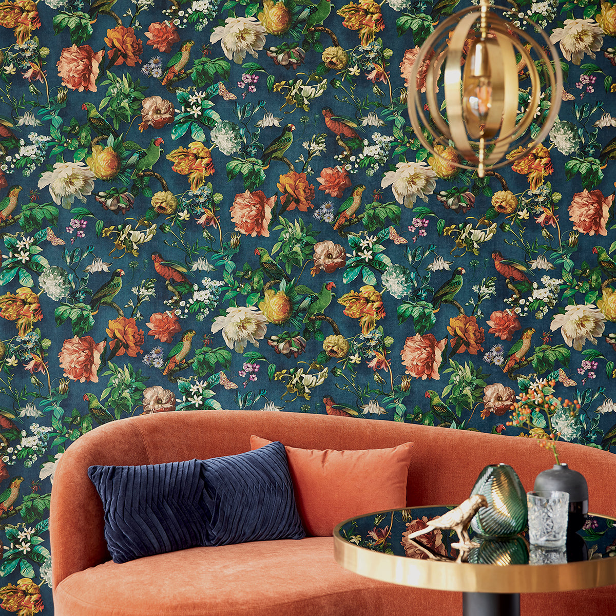 Claude Navy Floral Wallpaper - York  Wallcovering
