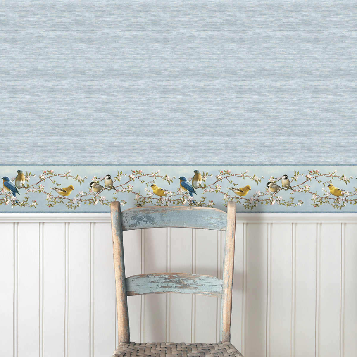 Songbird Sky Blue Trail Border - Brewster Wallcovering