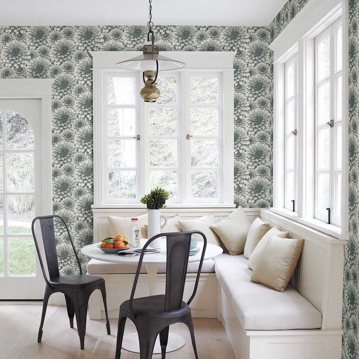 Umbra Teal Floral Wallpaper - Brewster Wallcovering