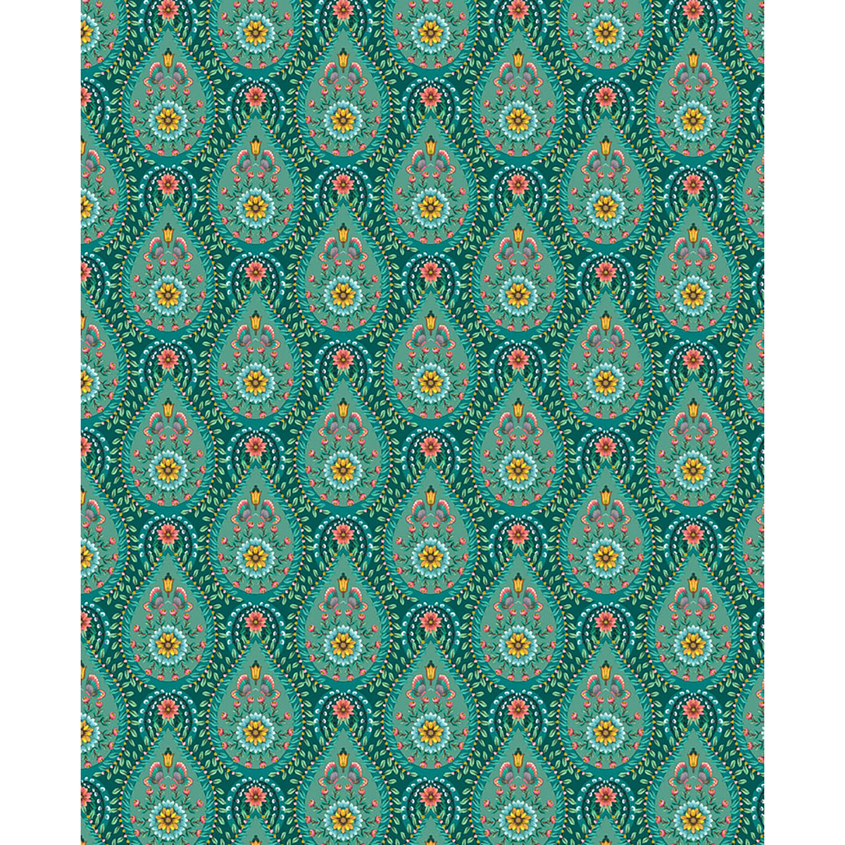 Picture of Garden Party Teal Raindrops Wallpaper