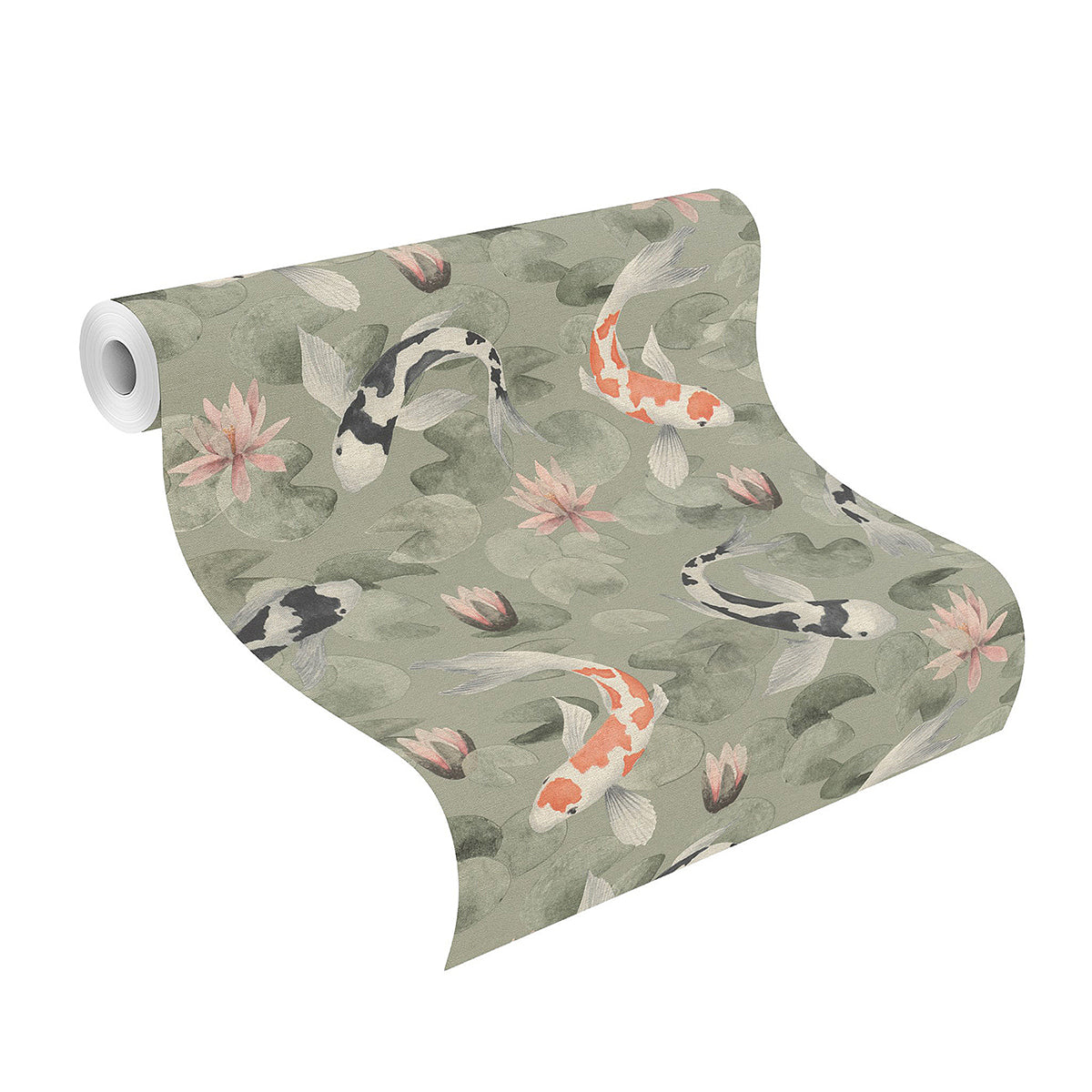 Nobu Green Koi Fish Wallpaper - Brewster Wallcovering