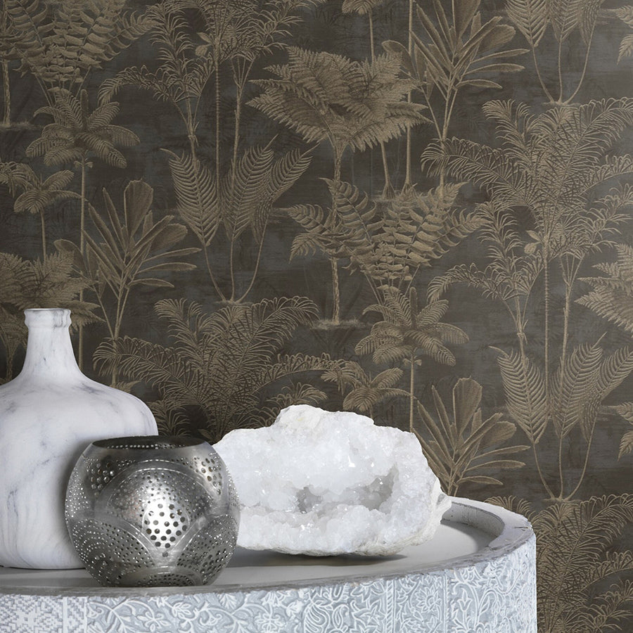 Kinabalu Black Rainforest Wallpaper - York Wallcovering