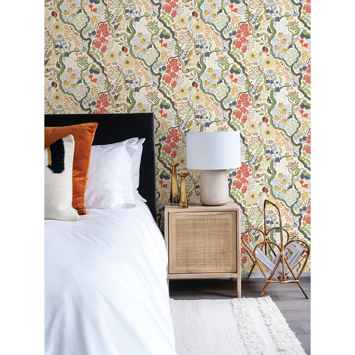 Ann Green Floral Vines Wallpaper - Brewster Wallcovering