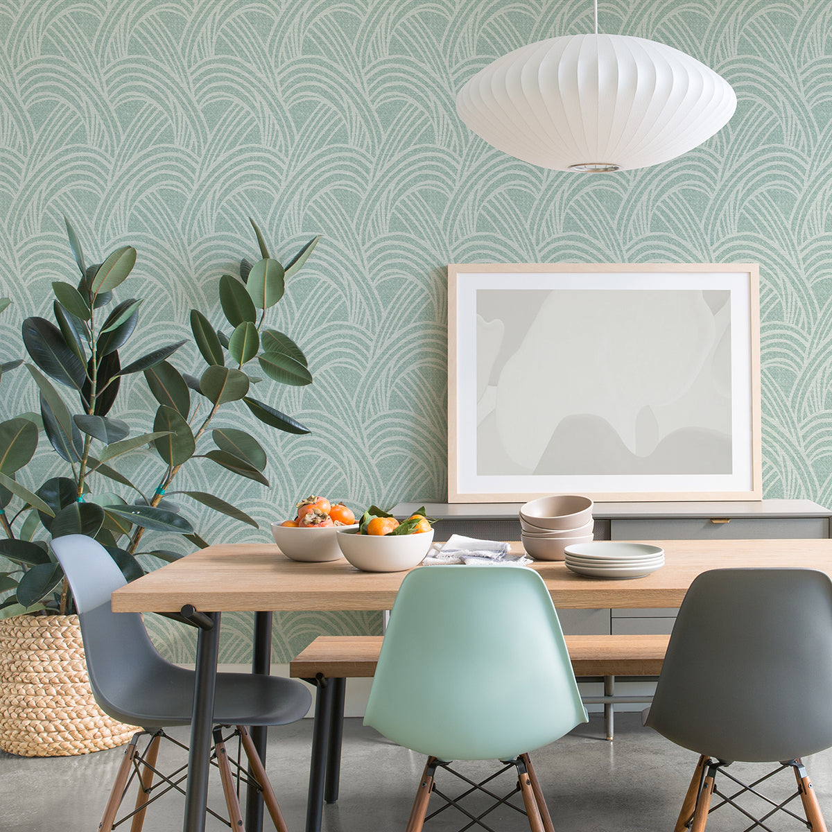 Farrah Green Geometric Wallpaper - Brewster Wallcovering