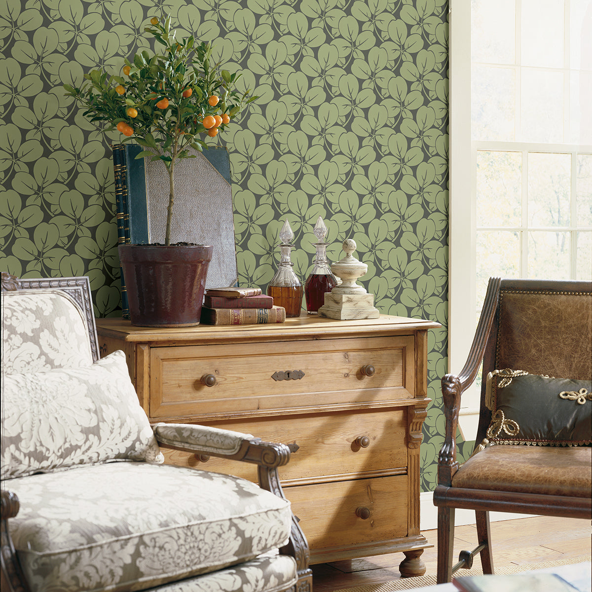 Robert Green Clover Wallpaper - Brewster Wallcovering