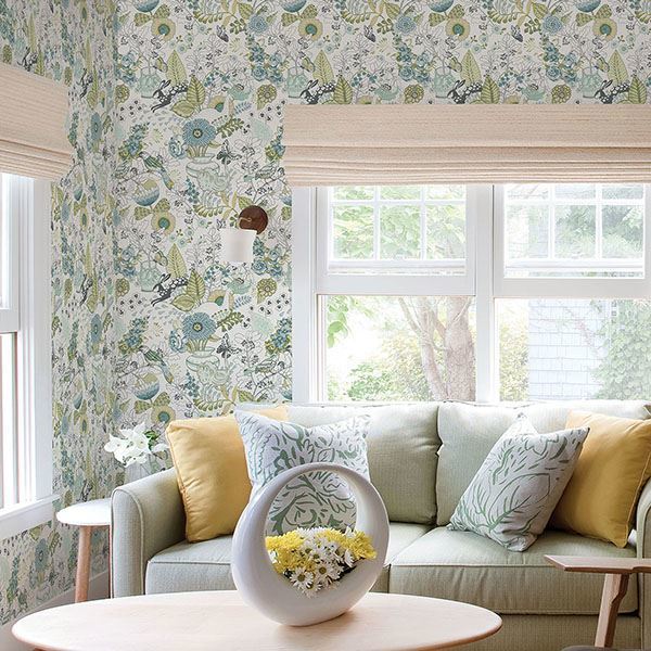 Whimsy Green Fauna Wallpaper - Brewster Wallcovering