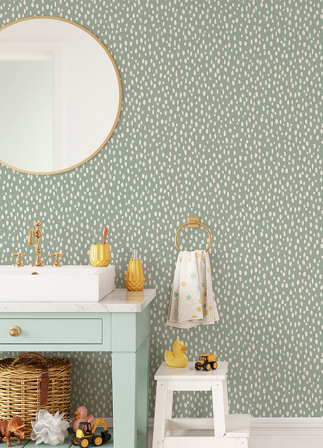 Willa Moss Dots Wallpaper - 4060-139256 - York Wallcovering