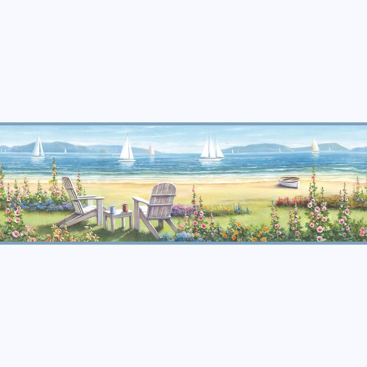 Picture of Barnstable Blue Seaside Portrait Border
