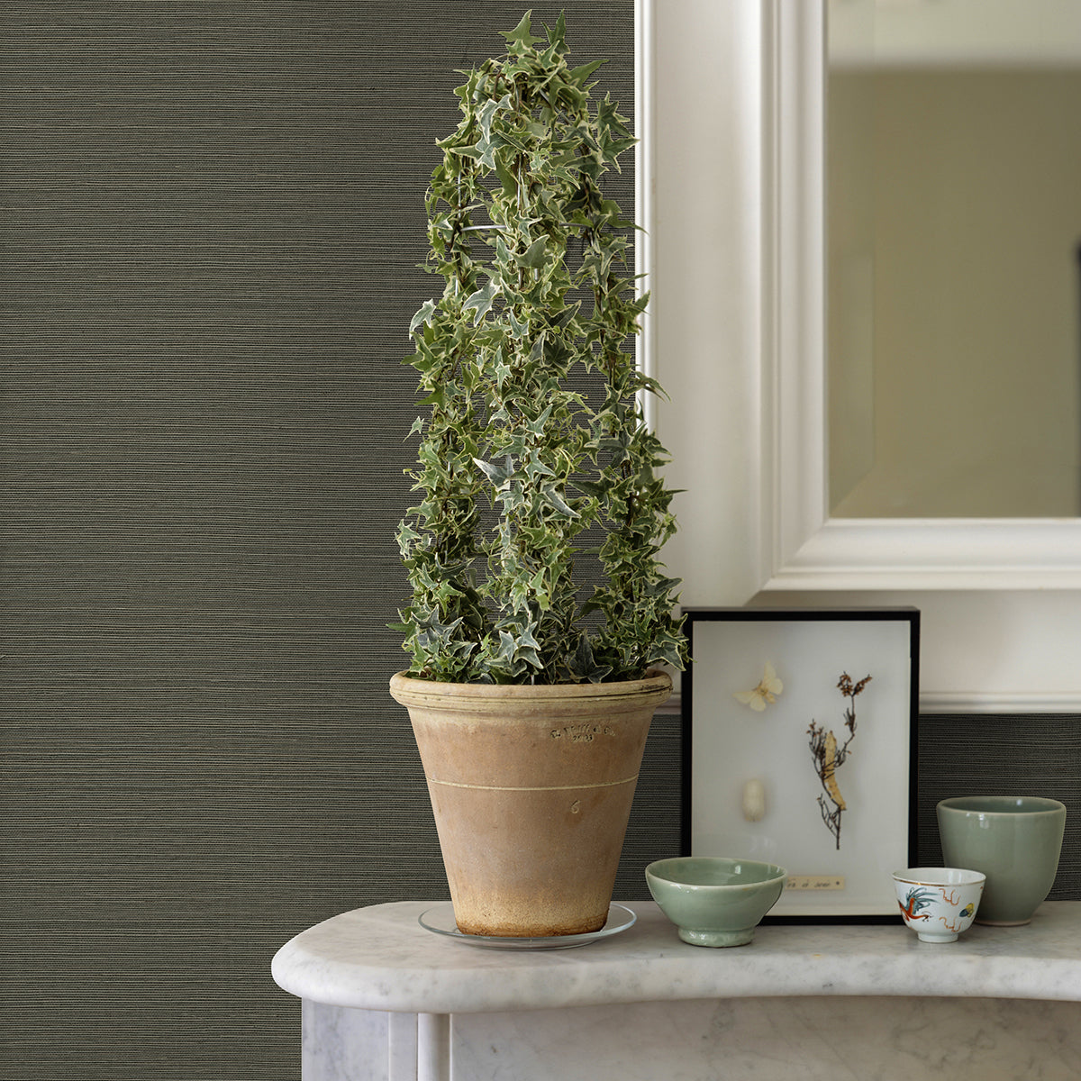 Caihon Green Sisal Grasscloth Wallpaper - Brewster Wallcovering