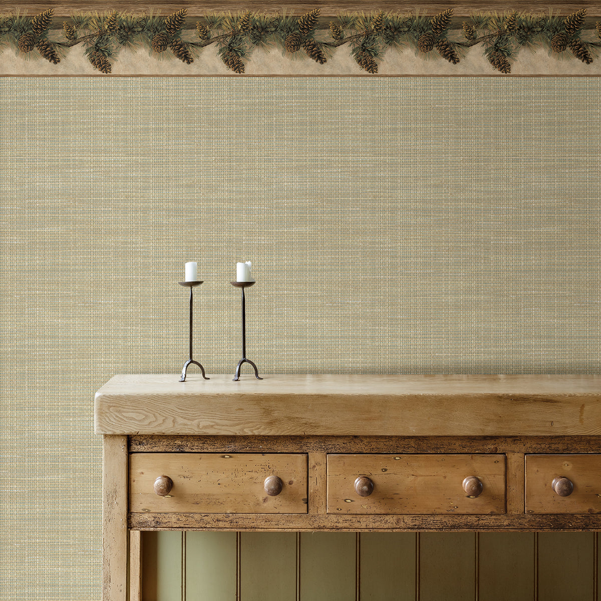 Pine Hill Chestnut Branches Border - Brewster Wallcovering