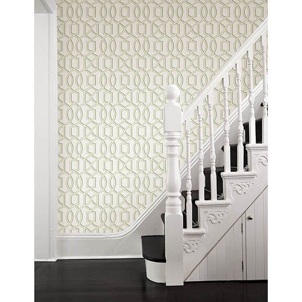 Quantum Green Trellis - Brewster Wallcovering