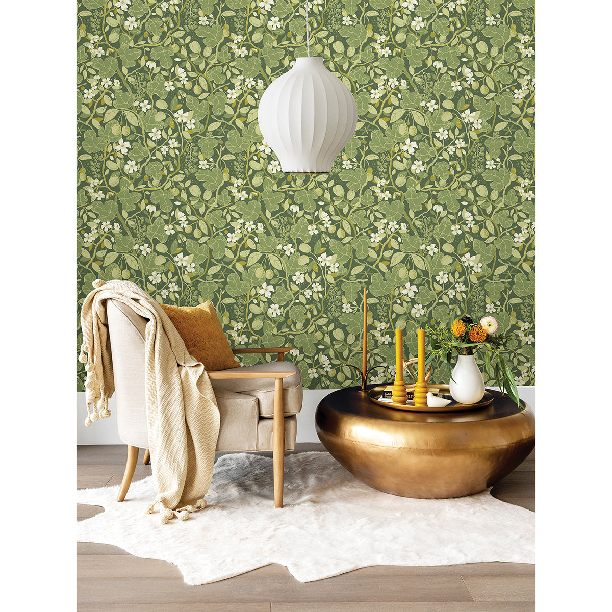 Ewald Green Garden Vines Wallpaper - Brewster Wallcovering