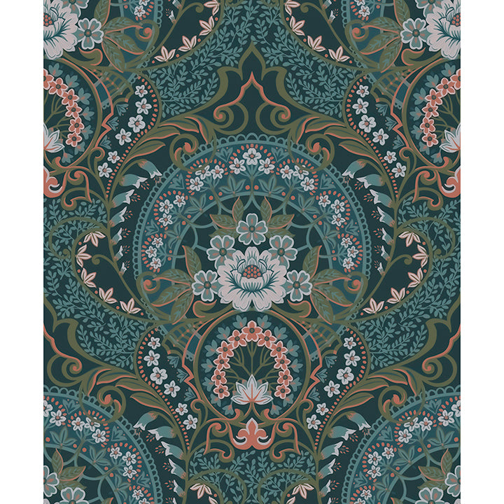 Picture of Nasrin Blueberry Damask Wallpaper