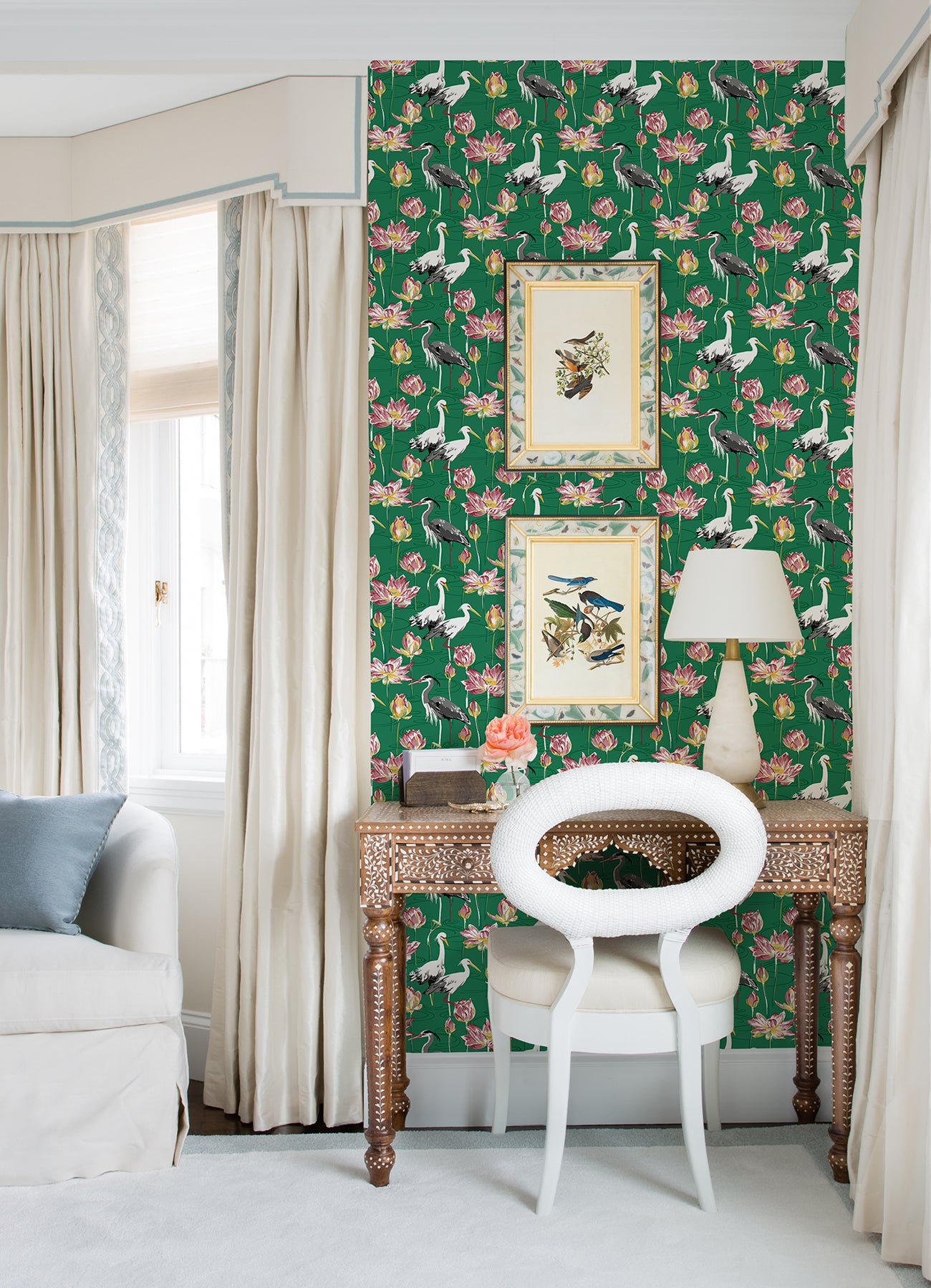 Barton Green Heron Wallpaper - Brewster Wallcovering