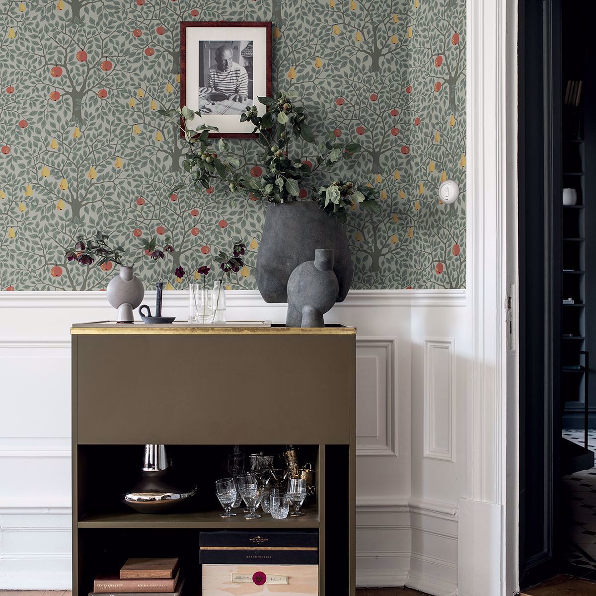 Pomona Green Fruit Tree Wallpaper - Brewster Wallcovering