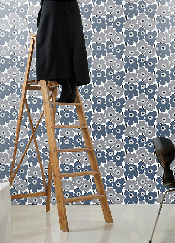 Grey Pieni Unikko Peel and Stick Wallpaper - York Wallcovering - MKS4493