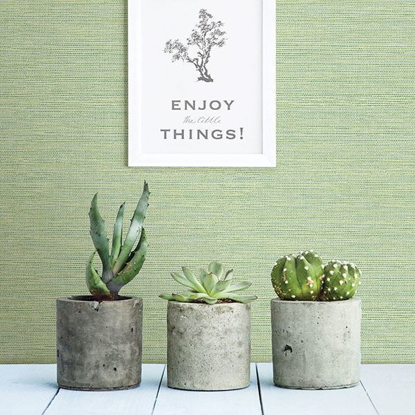 Bluestem Green Grasscloth Wallpaper - Brewster Wallcovering