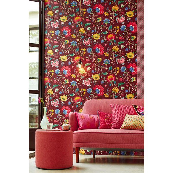 Epona Burgundy Floral Fantasy - Brewster Wallcovering