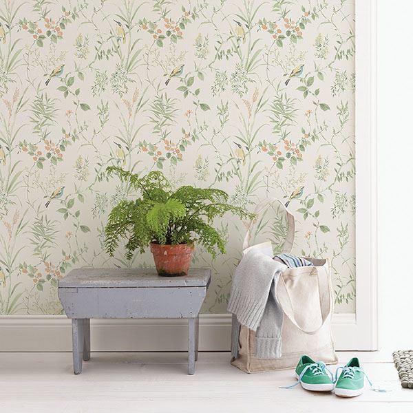 Imperial Garden Light Green Botanical Wallpaper - Brewster Wallcovering