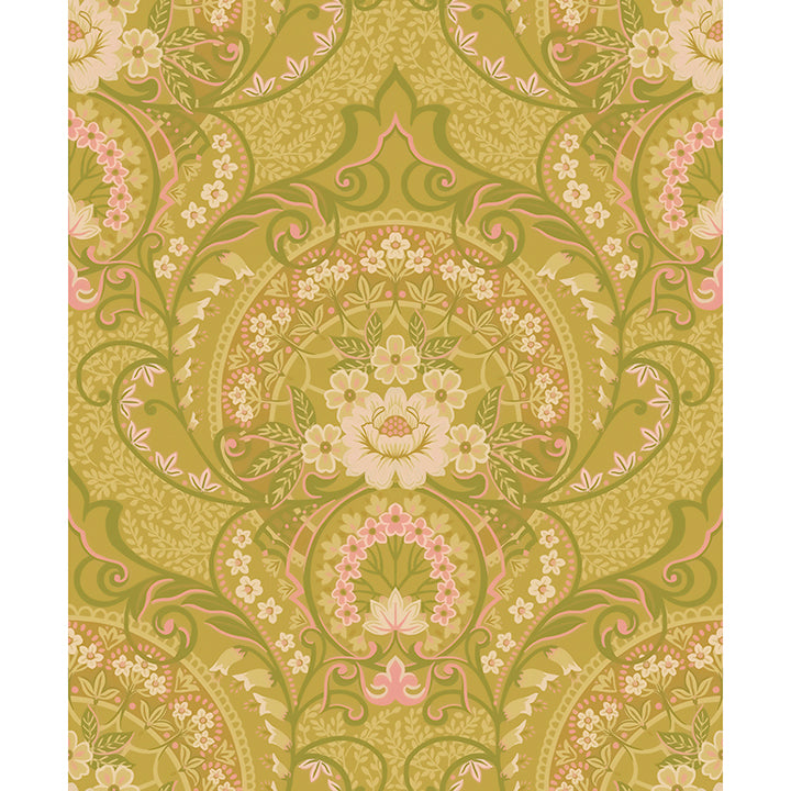 Picture of Nasrin Chartreuse Damask Wallpaper
