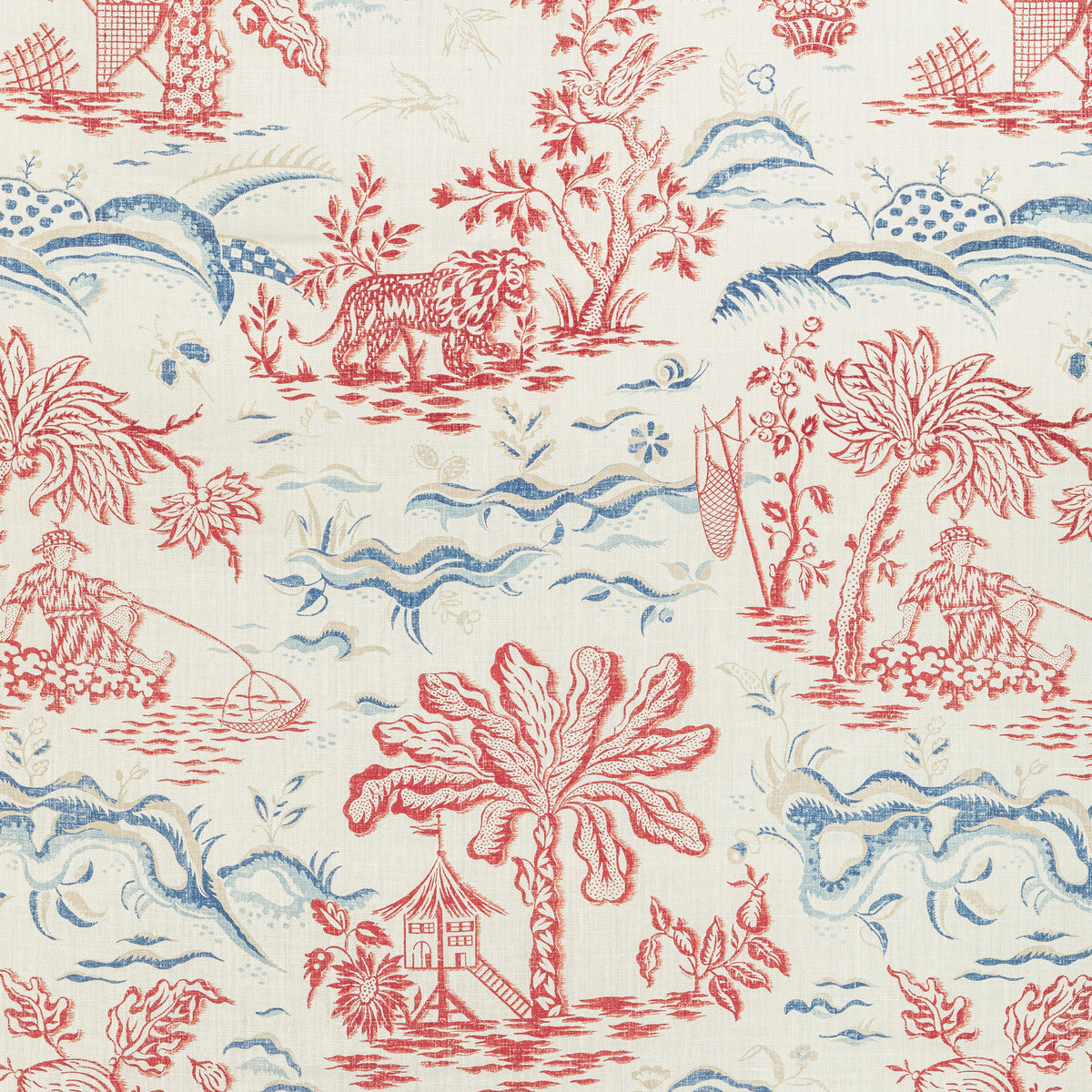 80221011950-valensole-print-redblue-brunschwig-fils - BRUNSCHWIG & FILS Fabric