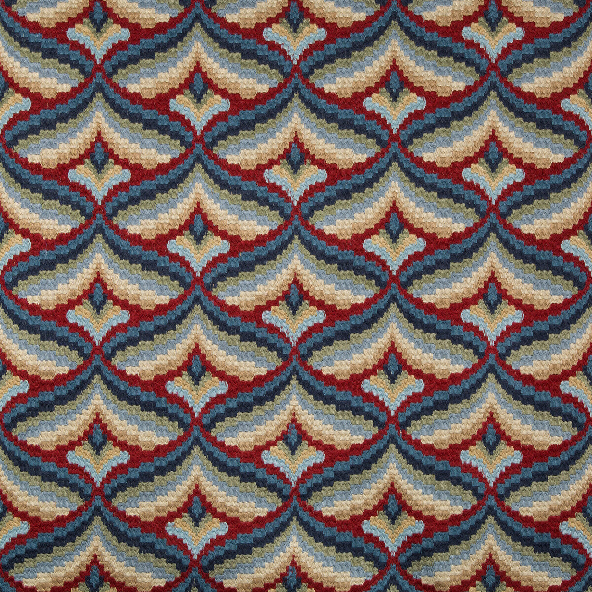 20191061950-giles-embroidery-redblue-lee-jofa - LEE JOFA Fabric