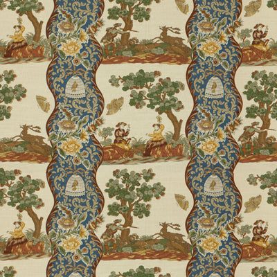 br-715572220-plougastel-linen-cotton-print-blue-brunschwig-fils - BRUNSCHWIG & FILS Fabric