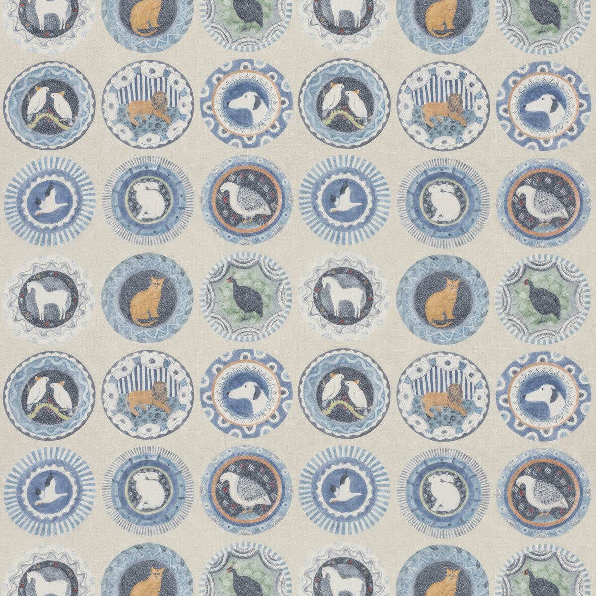 bp1104740-robinas-dinner-party-blue-g-p-j-baker - G P & J BAKER Fabric