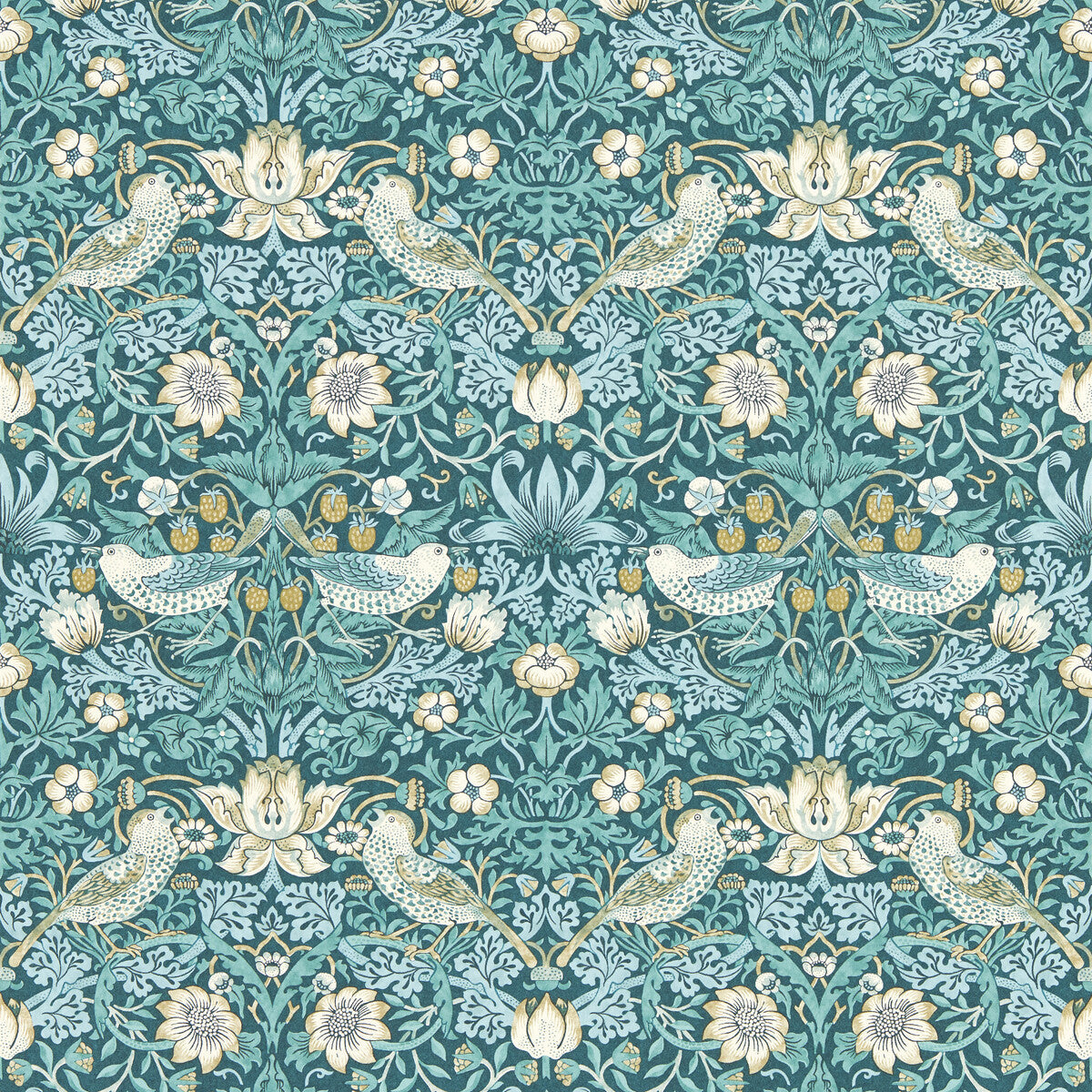 w017106cac0-strawberry-thief-teal-wp-clarke-and-clarke - CLARKE AND CLARKE Wallpaper