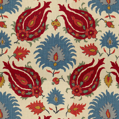 br-7000201760-kashmiri-linen-print-pomegranateblue-brunschwig-fils - BRUNSCHWIG & FILS Fabric