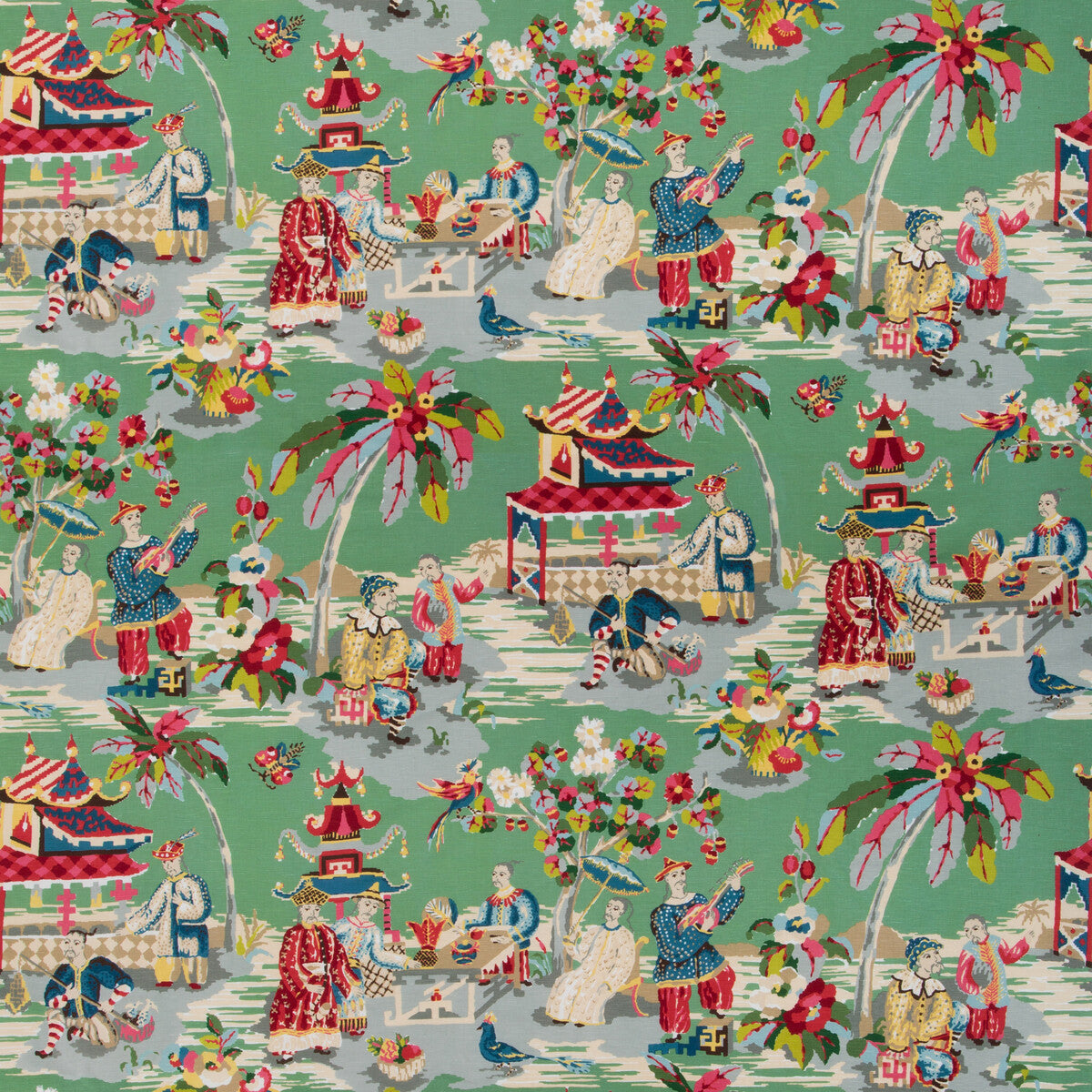br-796011330-xian-linen-cotton-print-jade-brunschwig-fils - BRUNSCHWIG & FILS Fabric