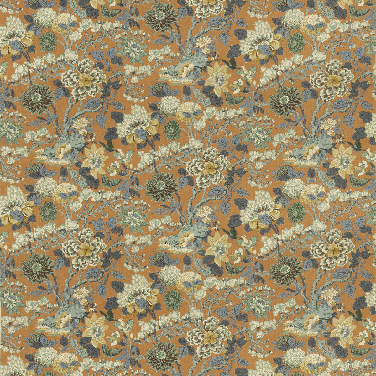 bp1107530-little-magnolia-tealorange-g-p-j-baker - G P & J BAKER Fabric