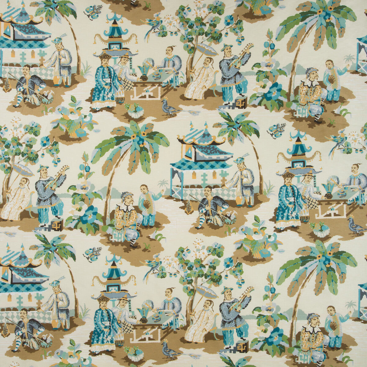 br-796011130-xian-linen-cotton-print-seafoamsand-brunschwig-fils - BRUNSCHWIG & FILS Fabric
