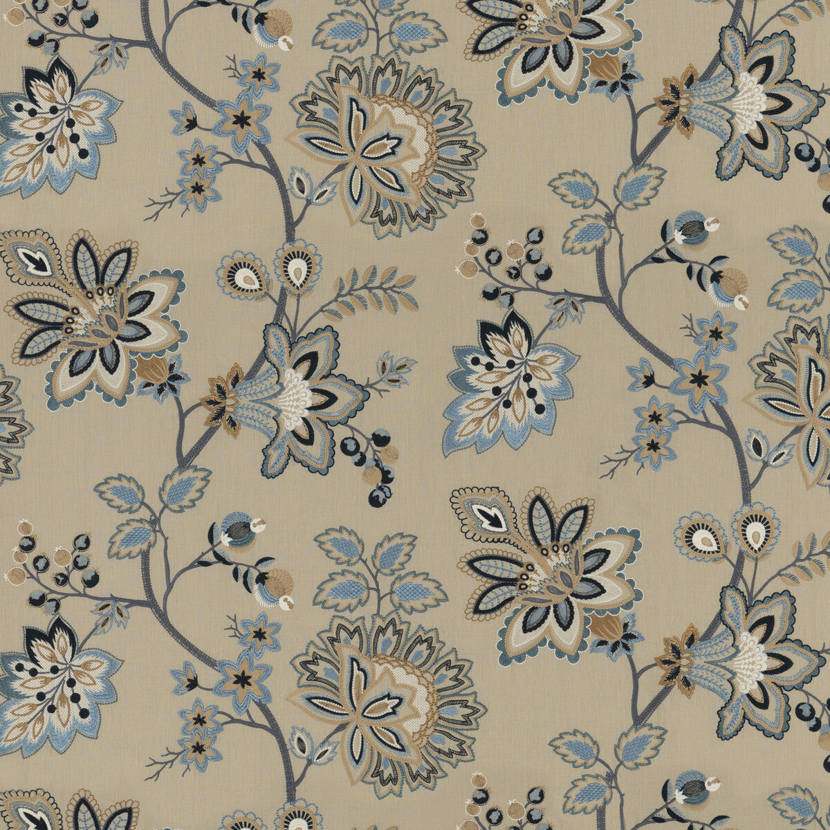 bf1092410-burford-embroidery-blue-g-p-j-baker - G P & J BAKER Fabric