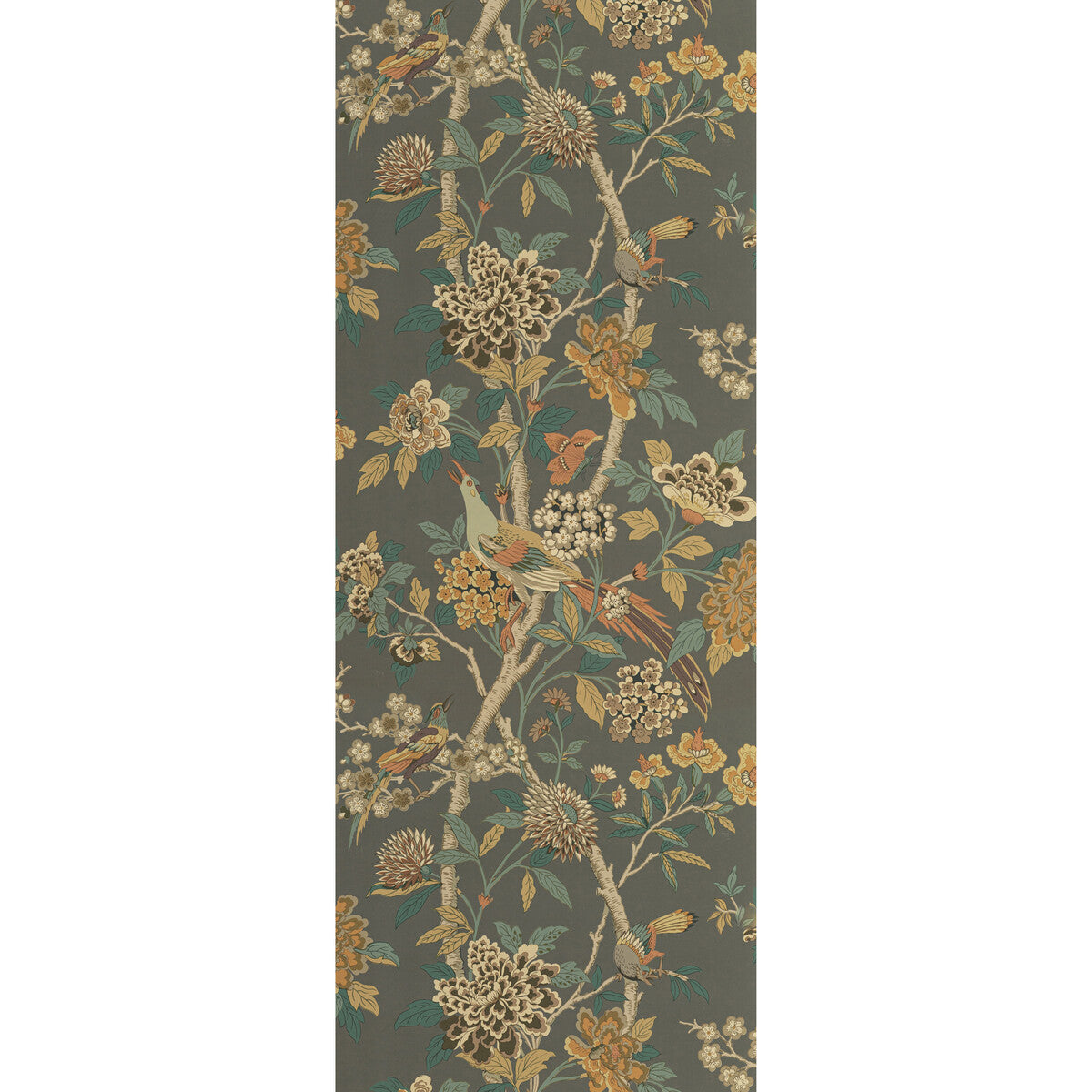 bw4509120-hydrangea-bird-charcoalsienna-g-p-j-baker - G P & J BAKER Wallpaper